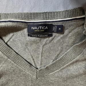 Nautica Luxury Performance V-Neck Sweater - Medium Gray